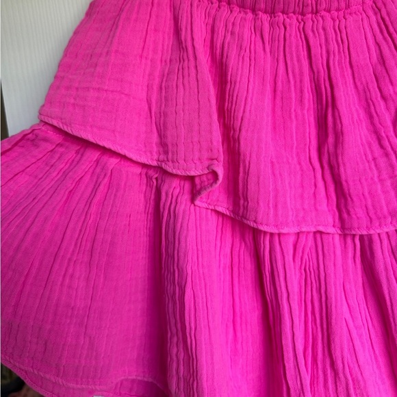 LOVESHACKFANCY Ruffle Mini Skirt in Fuschia Pink Tiered Boho Preppy LSF Skirt M - Picture 7 of 7
